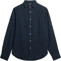 Superdry per uomo. M4010607A Camicia a maniche lunghe in lino casual blu scuro (XXL), Manica lunga, Navy