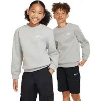Nike Kid's NSW Club Fleece Crew L/S Maglia a manica lunga Bambini (M, grigio)