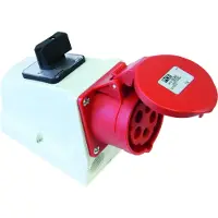 Pce Prese multiple combinate con interruttore di sicurezza, modello 0-1 M25, 16A, 5P, 400V, colore rosso, grado di protezione IP44, codice prodotto 915-6W