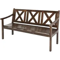 Mendler Panchina da giardino Mazara, panchina da parco, panchina in legno, 3 posti, qualità gastronomica, legno massello, 160 cm ~ marrone scuro