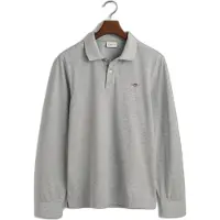 Gant per uomo. 2230 Polo in piqué con scudo grigio (S), Casual, Cotone, Manica lunga
