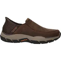 SKECHERS per uomo. 204810 Sneakers senza lacci RF Respected Elgin in pelle marrone (44), Basso, Nessuno, Casual
