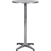 Ebuy24 Akur Bistro e mobili da balcone Tavolino da caffè, Ø60 cm regolabile in altezza, effetto alluminio.