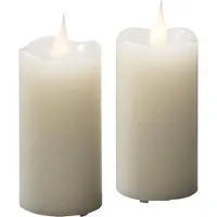 Konstsmide LED candela di cera vera, set di 2, bianco crema, con timer 4h e 8h, 2 diodi bianco caldo, a batteria, per interni, batteria: 2 x AAA 1,5V (inclusa) - 1887-185