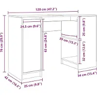 vidaXL Scrivania rovere Sonoma 120x42x76 cm materiale a base di legno