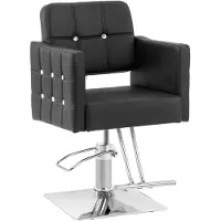 Expondo physa Poltrona da parrucchiere Cottam con poggiapiedi - Altezza seduta 49 - 63 cm - 150 kg - Nero
