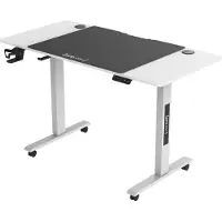 Pro-Tec Tavolo regolabile in altezza "Stryn" con rotelle, 120 x 60 cm, regolazione elettrica, funzione memoria, bianco
