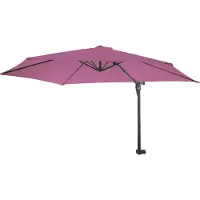 Mendler Ombrellone da parete Acerra, ombrellone a braccio articolato, ombrellone da balcone, inclinabile, 3 m, poliestere/alluminio/acciaio, 9 kg ~ lavanda-rosso