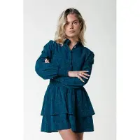 Colourful Rebel Sacha Floral Ruffle Dress Ls Deep Teal Taglia: XS | Abiti in T-Shirt Outlet | Donna | Ciano