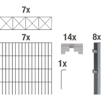 Alberts 668228 Staccionata doppia "Nexus" come set completo di 37 pezzi, plastificata, antracite, altezza 100 cm, lunghezza 14 m