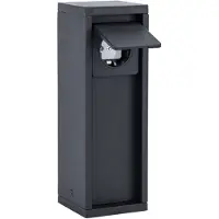 Lutec Colonnina di prese MAINS, nera, altezza 24 cm, IP54, max. 3500 W