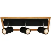 Briloner Spot soffitto Frey telaio legno GU10 nero 3 luci