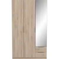 CALICOSY - Armadio 3 porte, 2 cassetti e 1 specchio Ghost - L119,4 cm