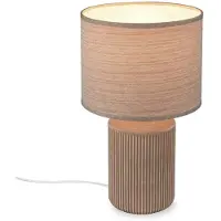 Briloner Lampada da tavolo Ino, marrone, altezza 38 cm, ceramica, tessuto, E27