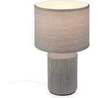 Briloner Lampada da tavolo Ino, grigia, altezza 38 cm, ceramica, tessuto, E27