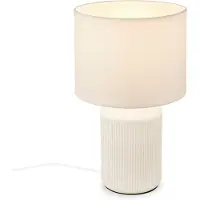 Briloner Lampada da tavolo Ino, bianca, altezza 38 cm, E27, ceramica, tessuto