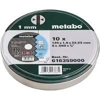 Metabo 10 pezzi 125 x 1 mm. Disco da taglio per RVS fornito in contenitore