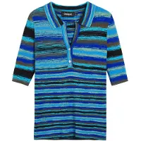 Desigual , Maglietta a righe in maglia, Blu, S