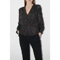 French Connection Speckle Foil Ls V Nk Blouse Black Taglia: 10 | Maglie a manica lunga Outlet | Donna | Nero