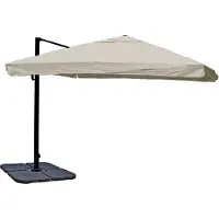 Mendler Ombrellone a semaforo per la ristorazione MCW-A96, 3x4 m (Ø 5 m), poliestere, alluminio/acciaio, 26 kg ~ Flap, grigio crema con supporto