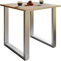 VCM Tavolo in legno | H. 76 x W. 80 x T. 80 cm|poggiapiedi di alta qualità e solido | Piedi in ferro | Tavolo da cucina - Xona U