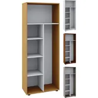 VCM Portascopa in legno | 6 scomparti | Dimensioni: 70 x H. 178 x D. 40 cm | Scaffale mobile per la pulizia | Senza porte - Vandol