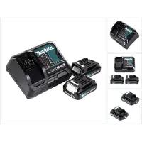 Makita Kit di alimentazione 12V con 2 batterie BL1021B da 2,0Ah + caricabatterie DC10SB