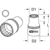 Ks Tools 1" esagono incassato corto 2" - 911.1082