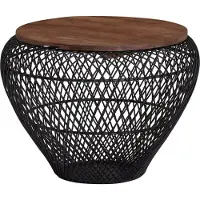 FineBuy tavolino da caffè in metallo massiccio mango 60x60x45 cm rotondo con portaoggetti | Tavolo da soggiorno di design in vimini moderno | Tavolino da divano