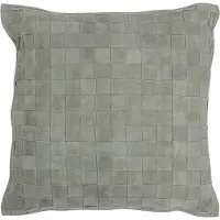 J-Line cuscini COUSSIN CARR PETIT CUIR VE (45x45x8cm) - Grigio - 45x45 cm
