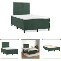 The Living Store Letto a molle con materasso verde scuro 120x190 cm in velluto