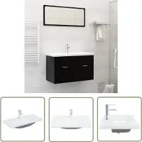 The Living Store Lavabo da incasso con rubinetto 81x39x18 cm in Vetroceramica bianca