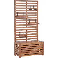 Beliani Panca in legno di acacia con contenitore, parete 170 x 80 cm Pannello a muro Box da giardino per esterni Scaffale Balcone