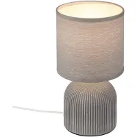 Briloner Lampada da tavolo Ino, grigia, altezza 28 cm, E14, ceramica, tessuto