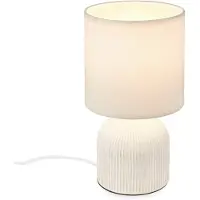 Briloner Lampada da tavolo Ino, bianca, altezza 28 cm, E14, ceramica, tessuto