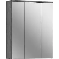 Ebuy24 Mobiletto bagno con specchio Blake a 3 ante color fumo.
