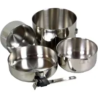Basic Nature Biwak Stainless Steel 3 Set di pentole (0,75 + 1,1 + 2,8 l, grigio)