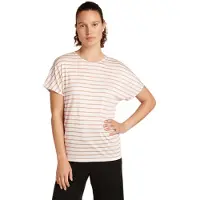Icebreaker Women's Drayden Reversible S/S Top Stripe Maglia merino Donna (XS, bianco)