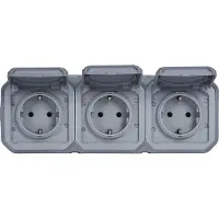 Legrand Plexo NEW APWG 069743L Schuko-Steckdose 3fach IP44 Grau 5 (069743L)