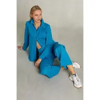 River Woods Petrol Oversized Milano Shirt 2 Pockets Blue Taglia: 36 | Sovracamicie Outlet | Donna | Blu