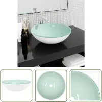 The Living Store Lavabo in vetro temperato 42x14 cm Bianco