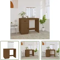 The Living Store Comodino con LED marrone miele 95x50x133,5cm in legno di pino massiccio
