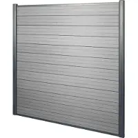 Mendler Schermatura in WPC Savoie, recinzione frangivento, alluminio Premium ~ Elemento base, 1,90 m, grigio