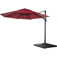 Mendler Ombrellone per aree gastronomiche MCW-A96, ombrellone parasole, forma circolare, diametro 4 metri, struttura in alluminio/acciaio, tessuto in poliestere, peso 27 kg, colore bordeaux, con supporto
