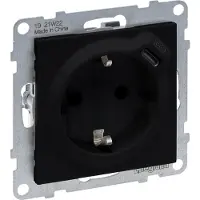 Legrand Presa SEANO 2 in 1, presa combinata USB tipo C, con protezione tattile avanzata, terminali a spina, 16A, nero, 765326