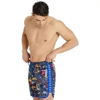 Arena Men's Icons Beach Boxer Allover Neon Blue Multi-neon B Taglia: S | Pantaloncini da bagno Outlet | Uomo | Blu
