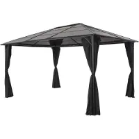vidaXL Padiglione da giardino con tenda in alluminio 4×3×2,6 m nero