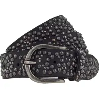 B.belt Cintura con borchie Vera Pelle 85 cm nero