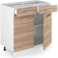 Vicco Mobiletto base per cucina R-Line Sonoma 80 cm senza piano di lavoro, Model 29726