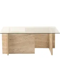 Skye Decor , New Escape, Couchtische, Travertin, Glas, 105 x 40 x 65 cm